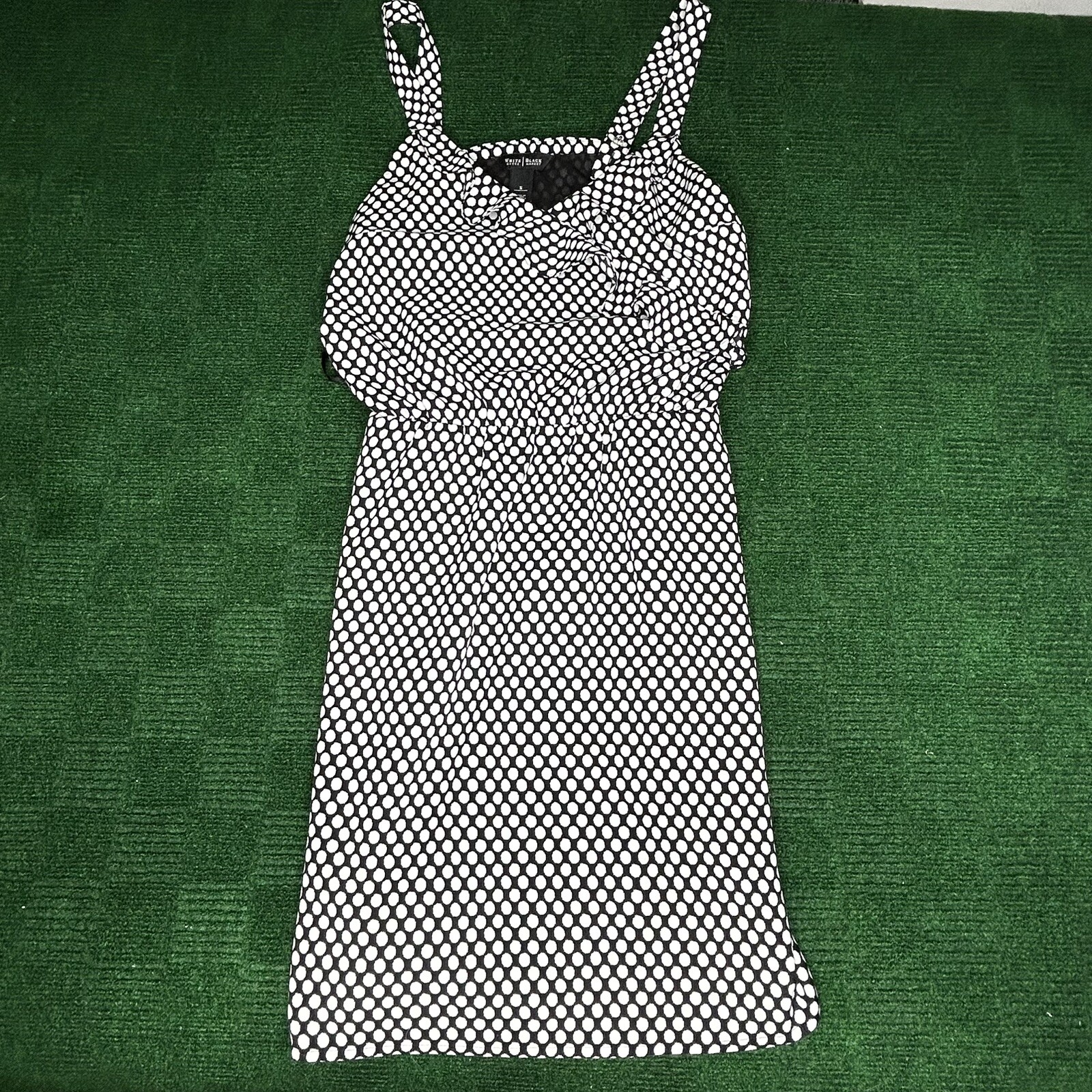 WHBM Polka Dot Dress Size Small Womens Black White Lined Pockets Sundress