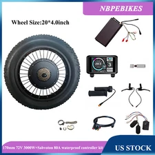 US Stock:170mm 72V 3000W hub motor wheel+Sabvoton 80A waterproof controller kit.