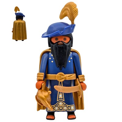 Playmobil figura guerrero árabe azul/dorado espada lámpara suelto