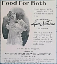 1896 Anheuser Busch Malt Nutrine Mother Baby Art Breweriana Vintage Print Ad