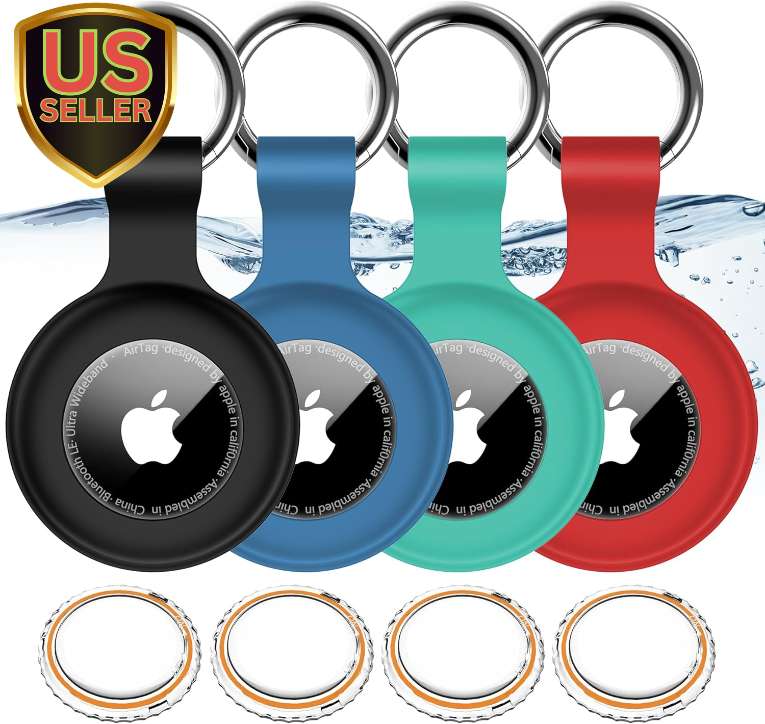 4-Pack IPX8 Waterproof AirTag Holder with Keychain for Apple Air Tags