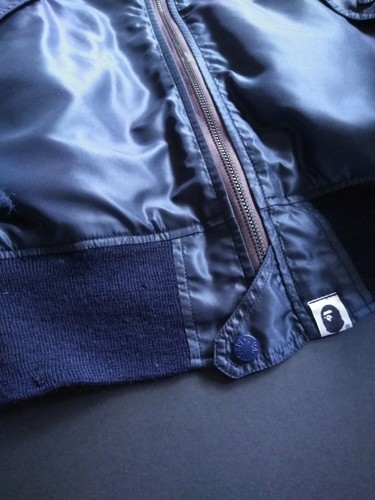 Vintage Bape REAL McCoy A Bathing Ape MA-1 Flight Bomber Jacket Bape Dark Navy M - Picture 8 of 12