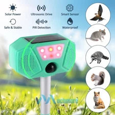 Upgraded Solar Ultrasonic Animal Repellent Dog Cat Snake Fox Raccoon w/Flash LED