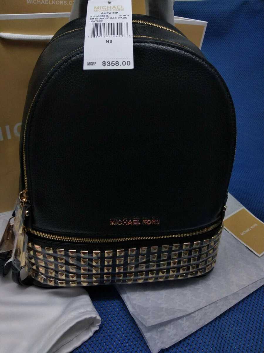 NWT Genuine MICHAEL KORS RHEA ZIP MEDIUM LEATHER BACKPACK stud
