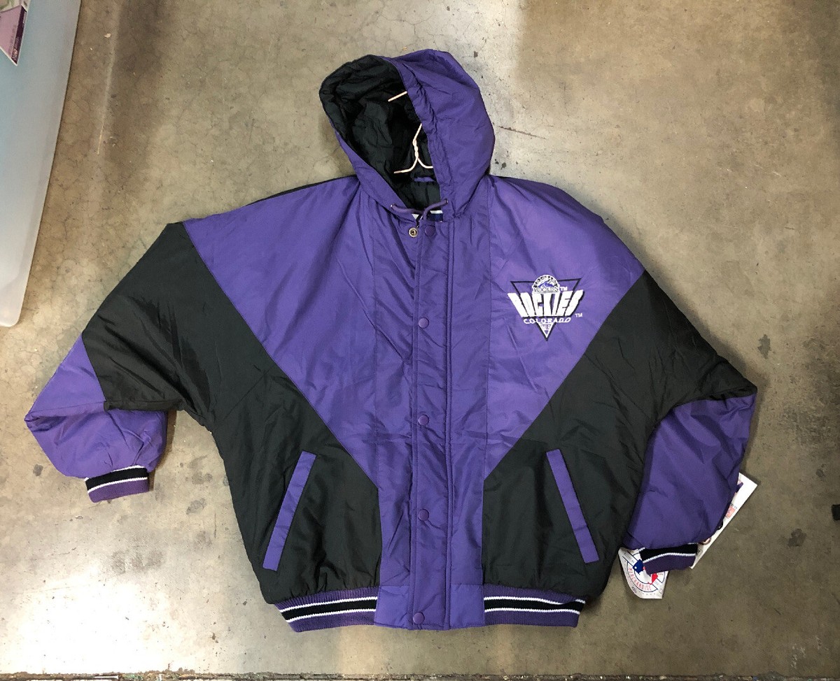 VTG 90s NOS Logo 7 Colorado Rockies Zip Bottom Size L Adjustable