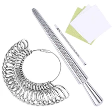 Ring Sizer Measuring Tool Set | 4-Size Aluminum Ring Mandrel, 27 PCS Metal Ring