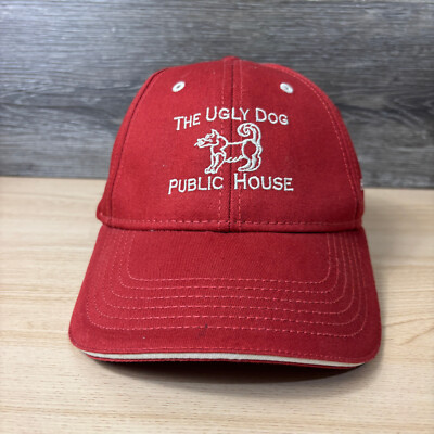 Ugly Dog Public House Hat Cap Strap Back Red Highlands North Carolina Adjustable