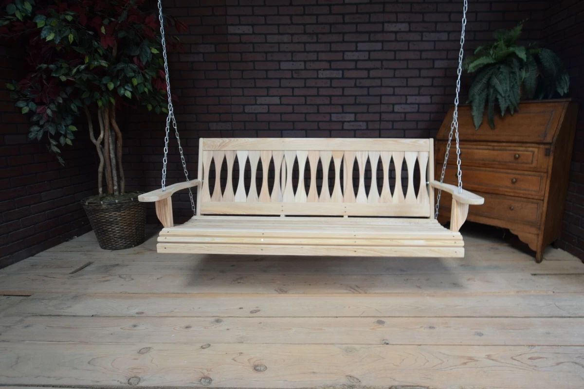 Handmade cypress porch 2024 swing with cupholders