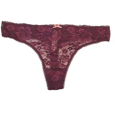 NWT VICTORIA'S SECRET Body By Victoria Thong Sz S-M-L-XL Purple Burgundy Lace