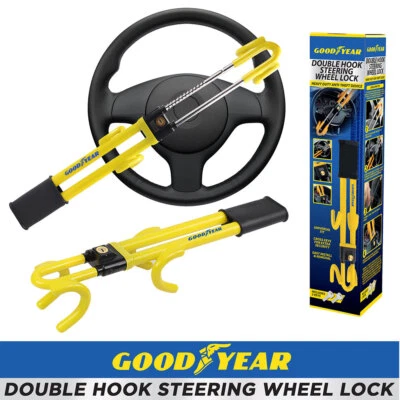 Goodyear Heavy Duty Doble Estilo Cerradura Volante Antirrobo Coche Furgoneta Seguridad