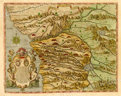 Early Map of the Congo 1597 Vintage Style Unusual Africa Map - 16x20