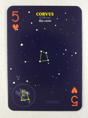 1 x Spielkarte Constellation Corvus - Die Krähe   5 der Herzen   Q8