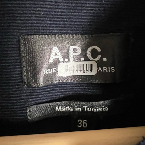 A.P.C. Justine Navy Blue Corduroy Long Sleeve Button Front Jumpsuit Size S - Picture 12 of 14
