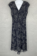 Chaps Dress Womens Sz 12 Floral Babydoll V-Neck Flowy Hem Lined Cottagecore