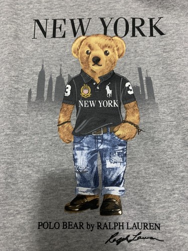New W/Tags Polo Ralph Lauren Youth Unisex Sz 10-12 Gray New York Bear Sweatshirt - Picture 2 of 5