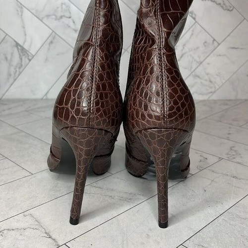 NWT Guess Los Angeles Brown Leather Crocodile Print Bonis Boot Shoe Size 6.5M - Picture 5 of 12