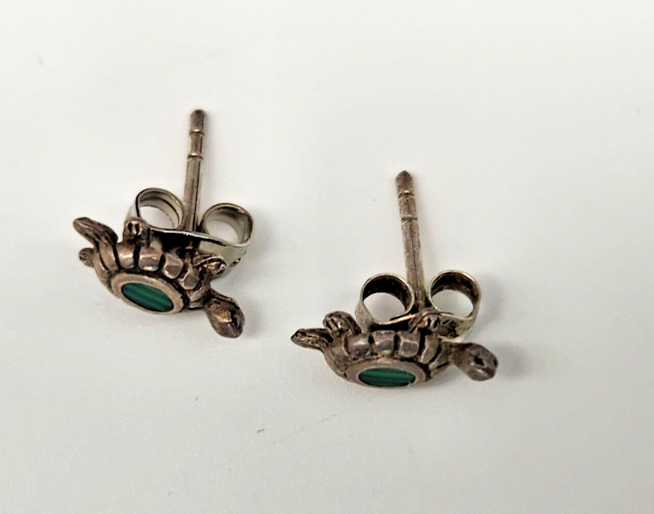 Sterling Silver Malachite Turtle Stud Earrings - image 6