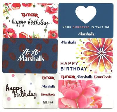 Lot of 6 TJ Maxx Marshalls HomeGoods Gift Cards No $Value Collectible