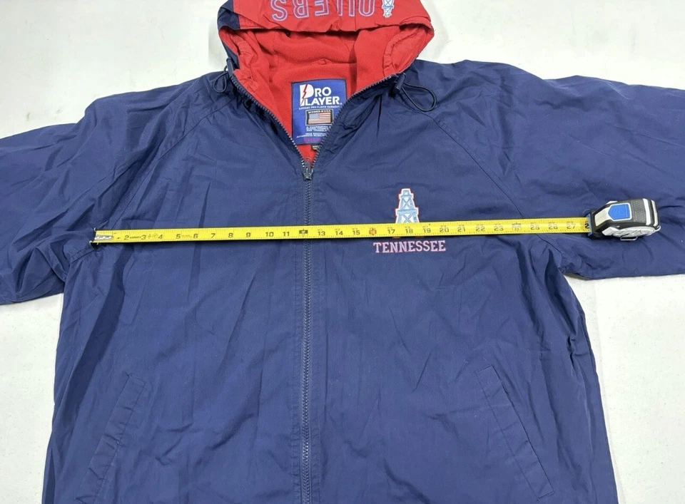 Vtg NFL Tennessee Oilers Logo 7 Large Pro Player Hood Jacket Houston RARE XXL - Image 3 of 4