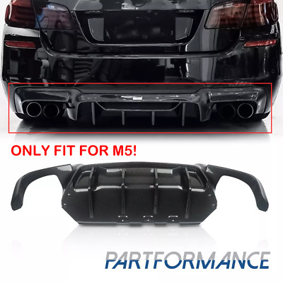 Rear Diffuser Bumper Lip Fit For 12-16 BMW F10 M5 M Sport Carbon Fiber Look ABS