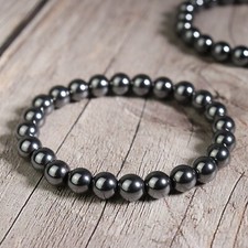 Natural Hematite 8mm Beads Crystal Gemstone Healing Reiki Women Men Bracelet
