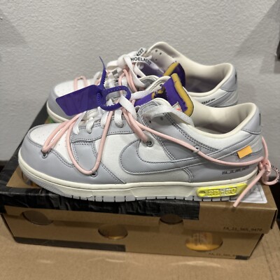 NIKE Dunk Low Off White Lot 24 Mens 10 Sail Neutral Grey Washed‎ Coral Leather Size 10.5 - Nike Off-White x Dunk Low Lot 24 of 50 | eBay main image 3