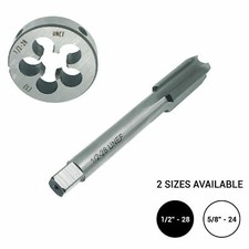 1/2-28 or 5/8-24 Tap and Die Set UNF HSS Thre...