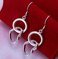 Women's 925 Sterling Silver Love Open Heart Hoop Drop Dangle Fashion Earrings