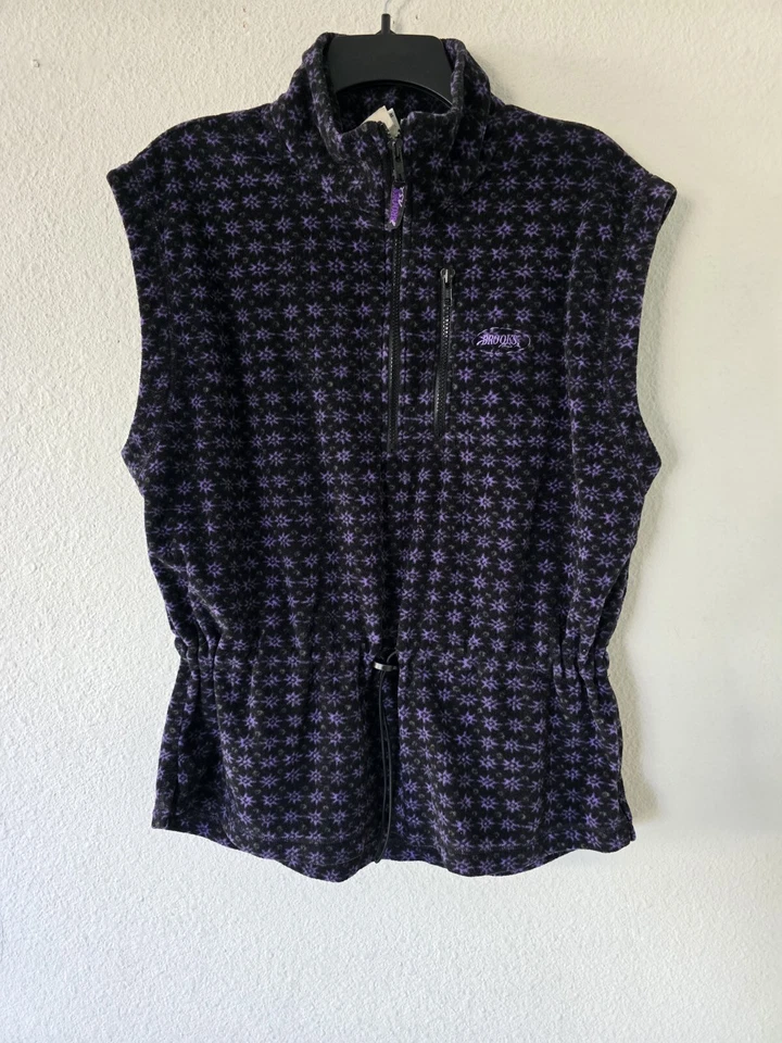 Brooks Vest Jacket Women Sz M Polartec Fleece Purple Zipper  Toggle Waist Grunge - Image 3 of 4