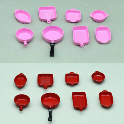 8PC 1:12 Scale Dollhouse Miniatures Pans Steak Plates Dish Mini Kitchen Tools