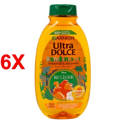 6 X Garnier Ultra Sweet Shampoo Apricock Für Kinder Hypoallergene 250 Ml