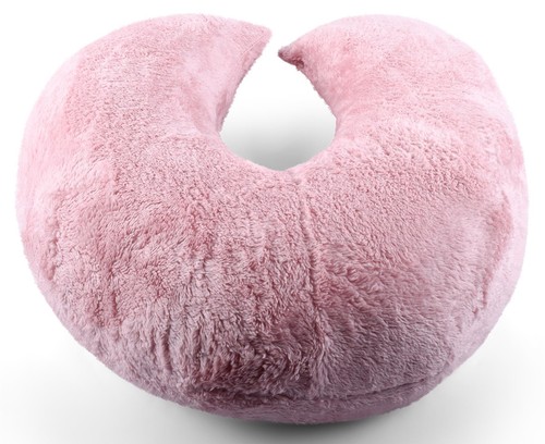 Blush Pink V Shaped Teddy Fleece Thermal Neck Support Pregnancy Pillow - Picture 5 of 6
