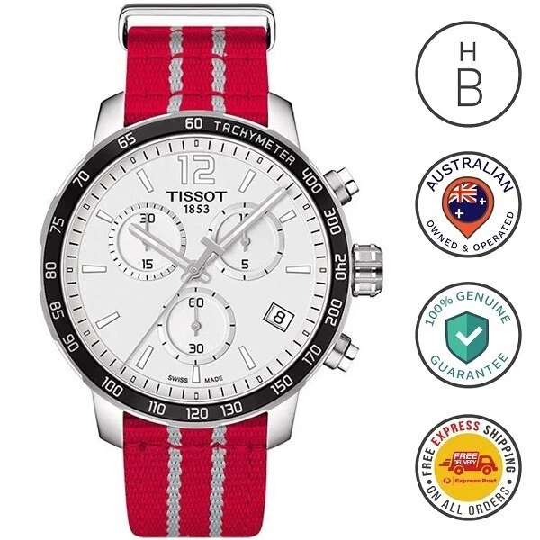 New Tissot Mens Watch Quickster Houston Rockets Chrono Nato Strap T0954171703712