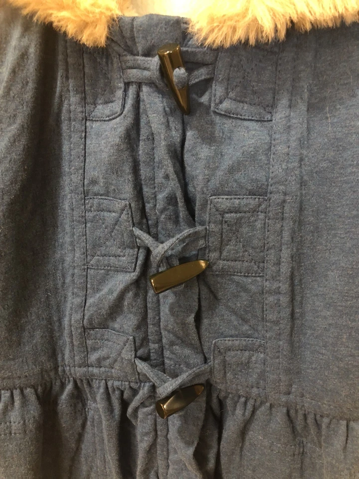 MARC BY MARC JACOBS FUR HOODED BLUE TOGGLE FRONT FULL ZIP WOMENS JACKET SIZE S - Image 3 of 4