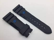 26MM NEW AUTHENTIC PANERAI WATCH BLACK/BLUE OP LETTER RUBBER STRAP CAOUTCHOUC
