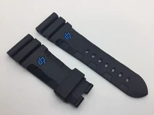 26MM NEW AUTHENTIC PANERAI WATCH BLACK/BLUE OP LETTER RUBBER STRAP CAOUTCHOUC