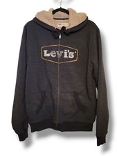 Levi's Mens Dark Charcoal Gray Sherpa Lined Full Zip Long Sleeve Hoodie - M