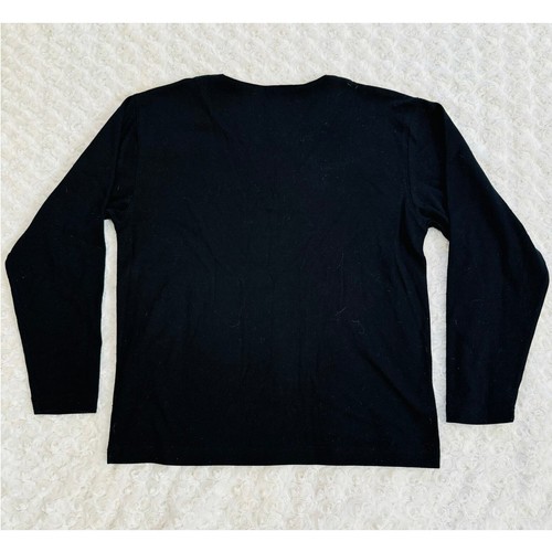 Princeton Club Black Henley Cotton Preppy Long Sleeve Tee Shirt VTG 90s Medium - Picture 3 of 4