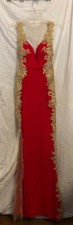 RED SHEER JOVANI PROM/PAGEANT/FORMAL DRESS/GOWN SIZE 4 WORN ONCE