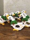 Set of 7 Vintage Wood Duck Napkin Rings Christmas Holiday White Green Red Yellow