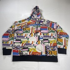 Puma Men's L Sweatshirt Hoodie International AOP Spell Out Colorful 530737-02