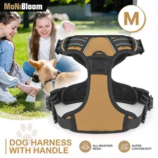 No Pull Reflective Dog Pet Harness Control Handle Adjustable Control Vest Brown