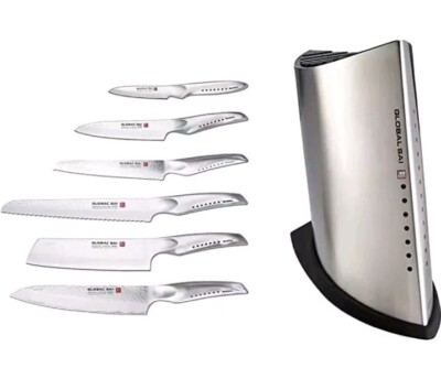 Global Sai 7-Piece Knife Block Set. New