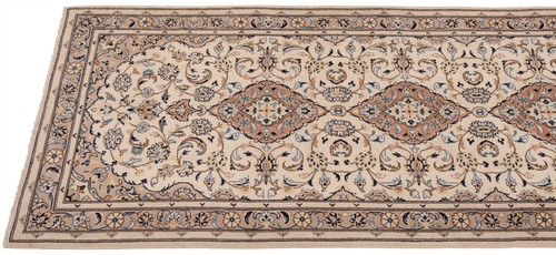Kashan 406x101 Cm Alfombra Persa Oriental, Alfombra, Tapiz, Corredor, Beige - Picture 8 of 13