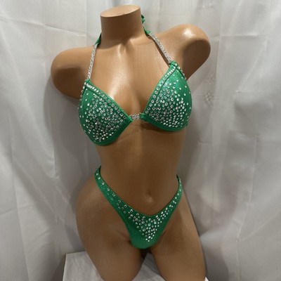 Figure Competition suit 34B CUP   Small Bottom NEW SUIT HANDmade Hunter Green