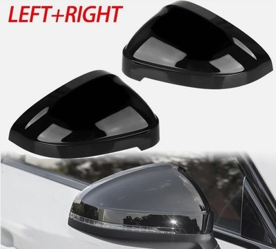 Pair Non-Lane Assist Black Mirror Cover Cap For Audi A4 B9 S4 A5 S5 RS5 2016-23