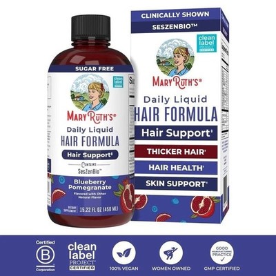 1-3X MaryRuth s Daily Liquid Hair Formula Blueberry Pomegranate Hair Support