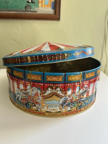 Vintage Sunshine Biscuits Carousel Gift Tin Holiday Cookies Made In England