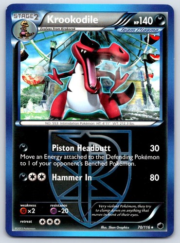 Krookodile 70/116 Rare Plasma Freeze Pokemon Moderately Played MP