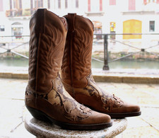 Stivali pelle pitone camperos texani cowboy vintage numero 43